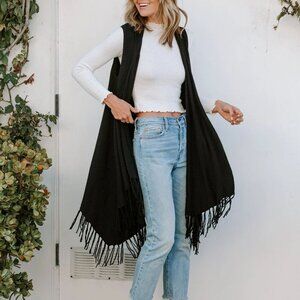 Lovestitch Fringed Long Tunic Vest